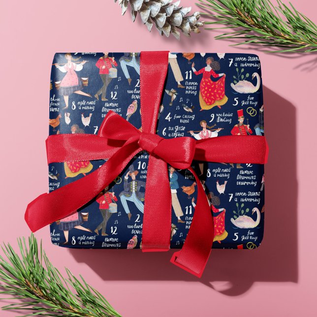 12 Days of Christmas blue Wrapping Paper (12 Days of Christmas blue Wrapping Paper)