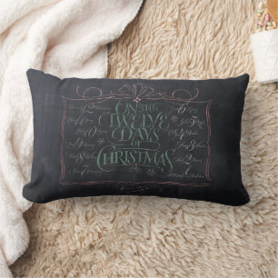 12 Days of Christmas Chalkboard Calligraphy Lumbar Cushion