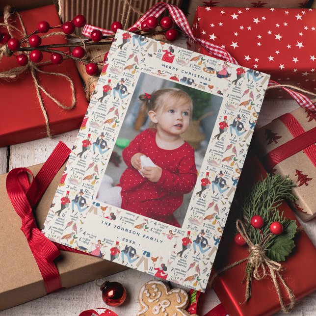 12 Days of Christmas Classic Traditional Photo Holiday Card (Traditional Twelve Days of Christmas Photo Greeting Card. )