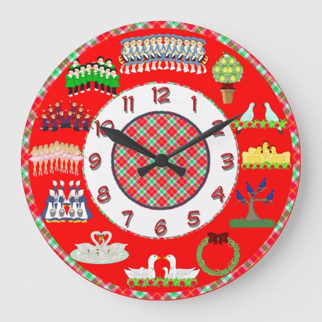 12 days of christmas clock red and white (Front)
