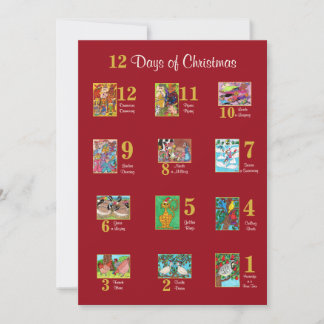 12 Days of Christmas Cute Animal Typography Custom Holiday Card
