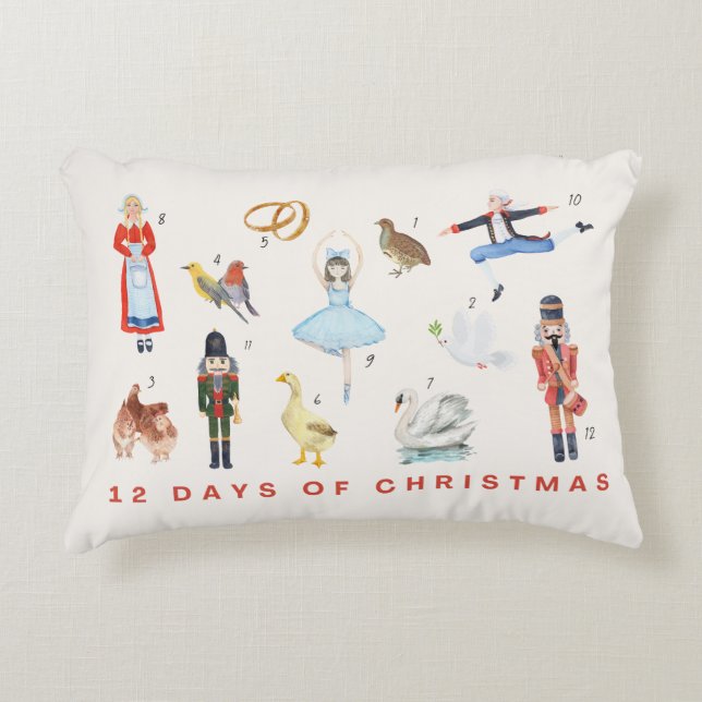 12 DAYS OF CHRISTMAS  DECORATIVE CUSHION (Front)