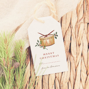 12 Days Of Christmas Drum Traditional Gift Tags
