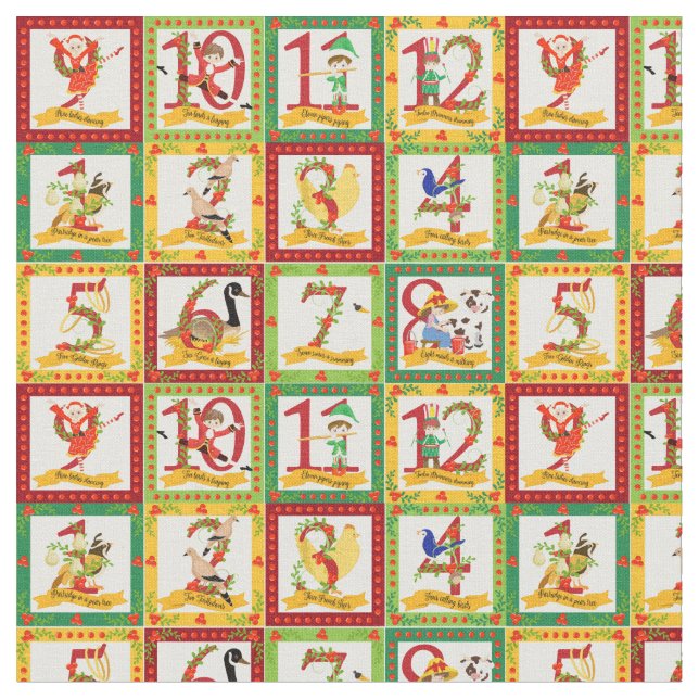 12 Days of Christmas Fabric (Close Up)