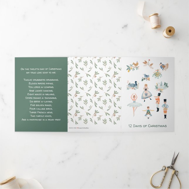 12 Days of Christmas Family Tradition Photo Tri-Fold Holiday Card (Outside)