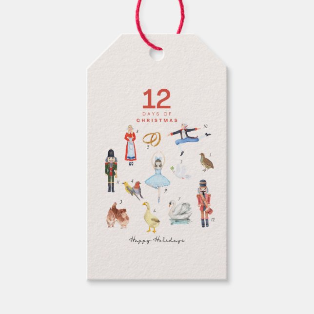 12 DAYS OF CHRISTMAS  GIFT TAGS (Front)