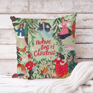 12 Days of Christmas green Cushion