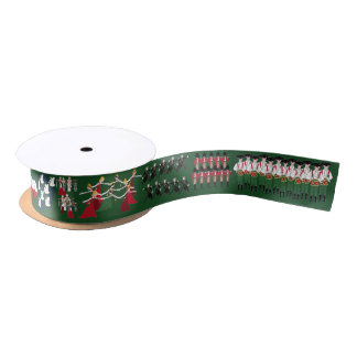 12 Days of Christmas Holiday Green Satin Ribbon