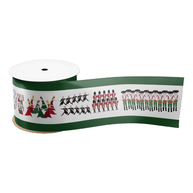 12 Days of Christmas Holiday In Green Satin Ribbon (Spool)