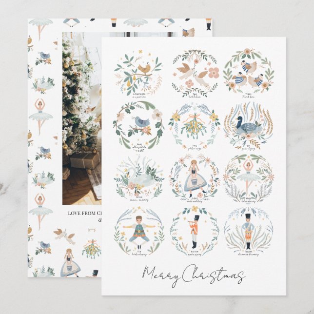 12 Days of Christmas Holiday Photo Personalised Card (Front/Back)