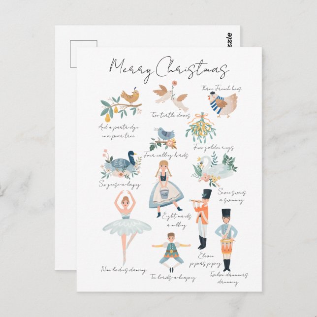 12 Days of Christmas Holiday Photo Personalised Postcard (Front/Back)