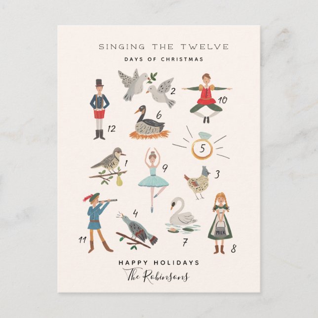 12 Days of Christmas Holiday Postcard (Front)