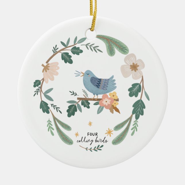 12 Days of Christmas Holiday Traditional Bird Ceramic Tree Decoration (Front)