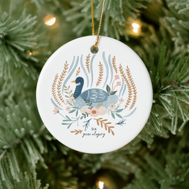12 Days of Christmas Holiday Traditional Goose Ceramic Tree Decoration (Tree)