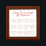 12 Days of Christmas Jewelry Gift Keepsake Box<br><div class="desc">A Custom-designed Keepsake Box made just in time for the Holiday Season! Inspired by the Christmas songs of Christmas past, the lyrics “The Twelve Days of Christmas“ is a great way of expressing Holiday Cheer to a special loved one or friend. Created with one-of-a-kind designed lettering and illustration for those...</div>
