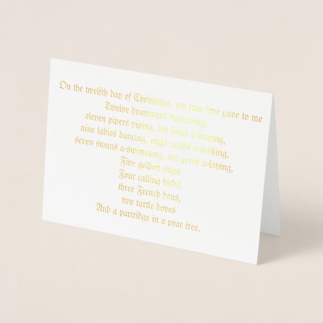 12 Days of Christmas Lyrics Foil Christmas Card (Front)