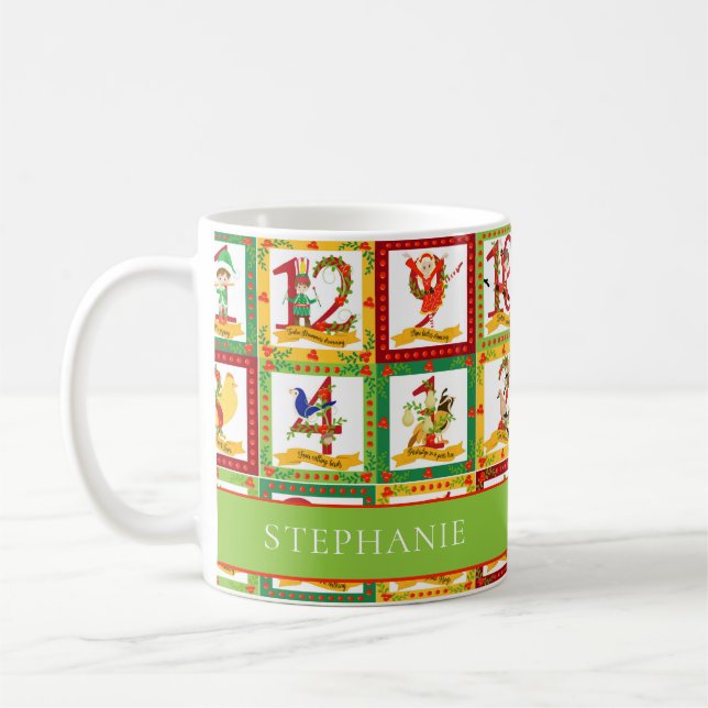 12 Days of Christmas Monogram Coffee Mug (Left)