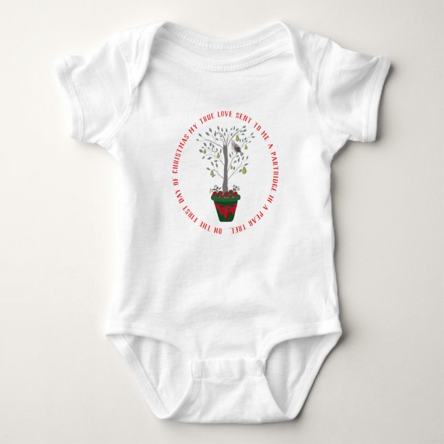 12 Days of Christmas Partridge in a Pear Tree Baby Bodysuit (Front)