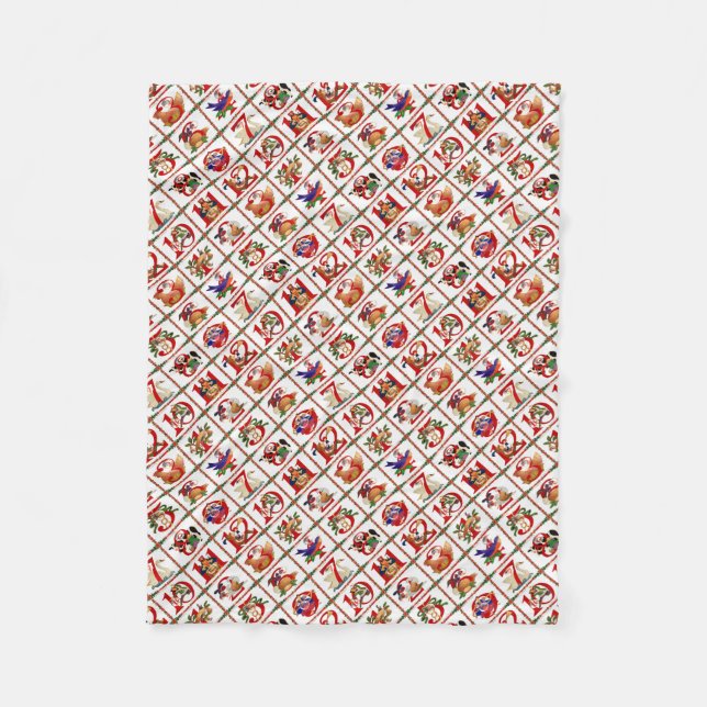 12 Days of Christmas Quilt Print Fleece Blanket (Front)