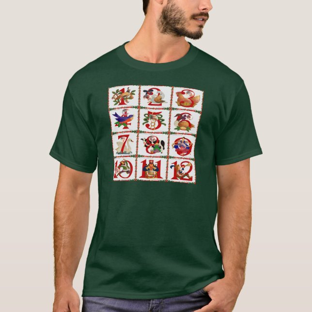 12 Days Of Christmas Quilt Print Gifts T-Shirt (Front)
