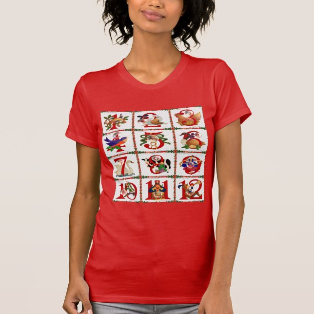 12 Days Of Christmas Quilt Print Gifts T-Shirt (Front)