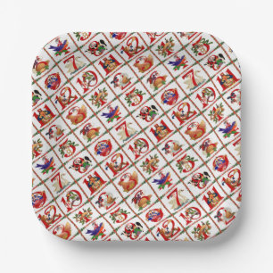 12 Days Of Christmas Quilt Print Paper Napkins Plate