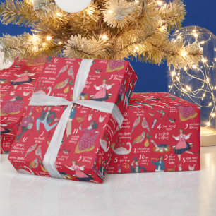 12 Days of Christmas red Wrapping Paper