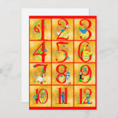 12 Days of Christmas Song Folk Art Numbers Holiday Card (Front/Back)