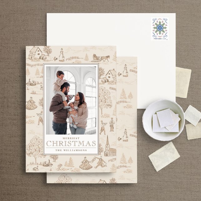 12 Days of Christmas Toile Holiday Photo Card (Creator Uploaded)