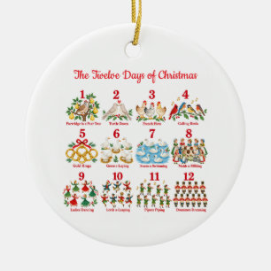 12 Days of Christmas Traditional Ceramic Tree Decoration
