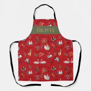 12 Days of Christmas Vintage Red Apron