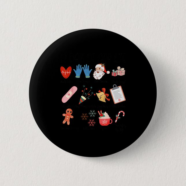 12 Days Of Cna Life Nurse Merry Christmas Pyjamas  6 Cm Round Badge (Front)