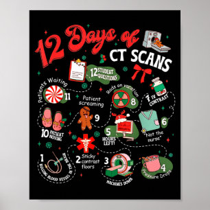 12 Days Of Ct Scans Christmas Ct Tech Cat Scan  Poster
