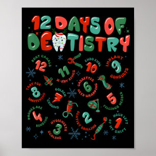 12 Days Of Dentistry Christmas Dental Squad Crew D Poster
