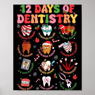 12 Days Of Dentistry Dentist Xmas Tooth Christmas Poster