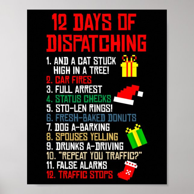 12 Days Of Dispatching Christmas Pajama X-mas Disp Poster (Front)