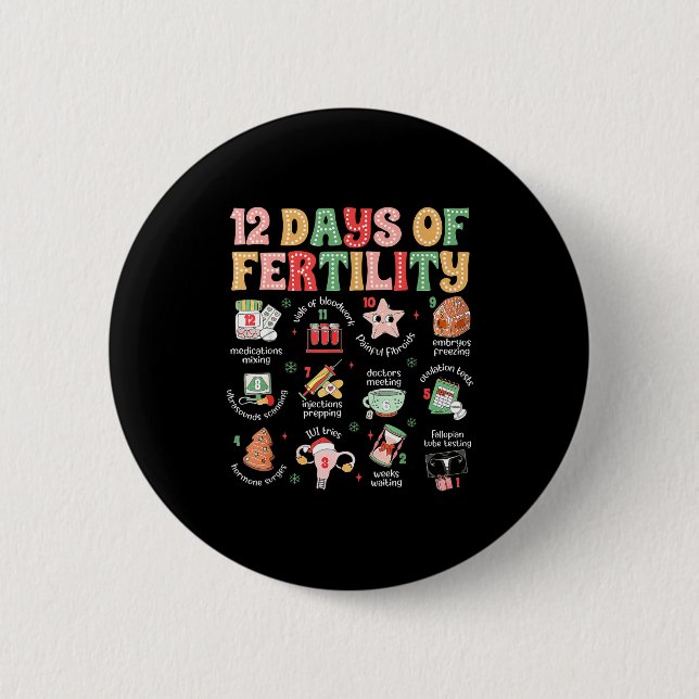 12 Days Of Fertility Ivf Nurse Christmas Ob Gyn Tr 6 Cm Round Badge (Front)