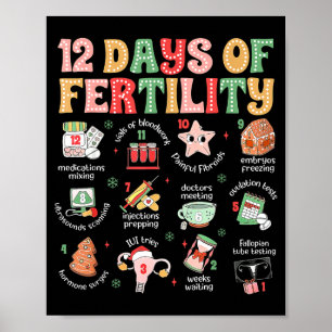 12 Days Of Fertility Ivf Nurse Christmas Ob Gyn Tr Poster