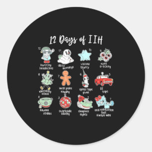 12 Days Of Iih Christmas Awareness Pseudotumor Cer Classic Round Sticker