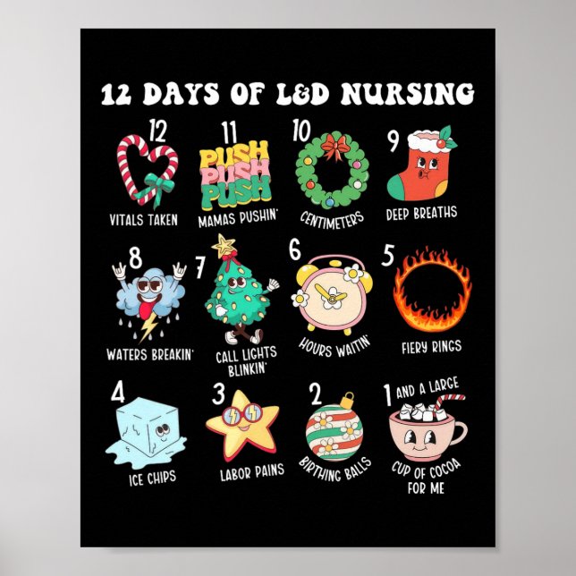 12 Days Of Landd Unit Nursing Labour Delivery Nurs Poster (Front)