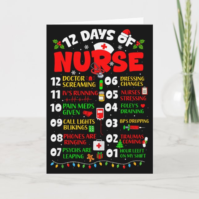 12 Days Of Nurse Schedule Ivs Running Bps Dropping Card (Front)