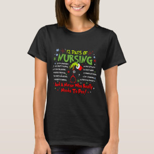 12 Days Of Nursing Stethoscope Nurse Christmas Xma T-Shirt