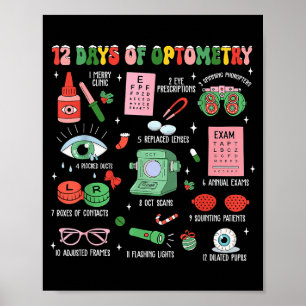 12 Days Of Optometry Christmas Eye Doctor Optometr Poster