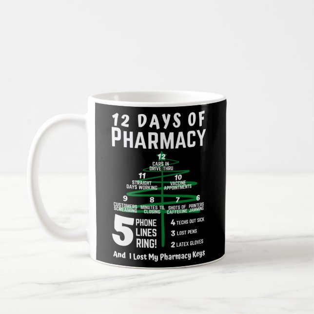 12 Days Of Pharmacy Tree Pharmacist Coffee Mug (Left)