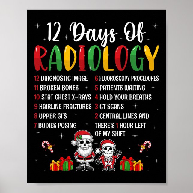 12 Days Of Radiology Xmas Rad Tech Christmas Radio Poster (Front)