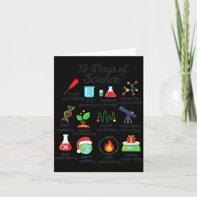 12 Days Of Science Funny Science Teacher Christmas Card (Front)