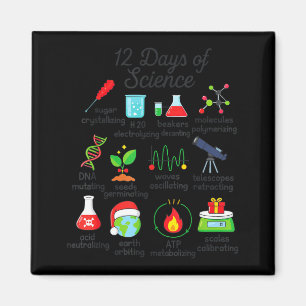 12 Days Of Science Funny Science Teacher Christmas Magnet
