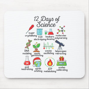 12 Days Of Science Funny Science Teacher Christmas Mouse Pad