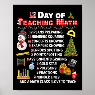 12 Days Of Teaching Math Christmas Math Teacher Xm Poster