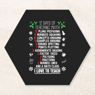 12 Days of Teaching Math Teacher Christmas Gifts Paper Coaster